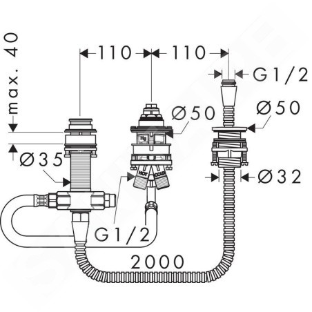 Hansgrohe Corps d’encastrement - Corps d’encastrement pour installation à trois trous sur bord de baignoire 13439180