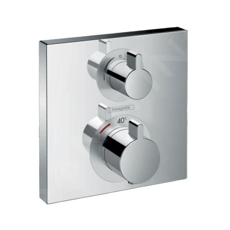 Hansgrohe Ecostat Square - Mitigeur thermostatique encastré avec vanne d’arrêt, chrome 15714000