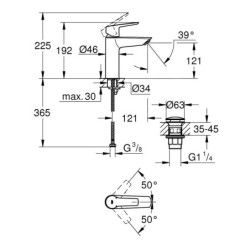 Grohe QuickFix Start - Mitigeur de lavabo avec bonde Push-Open, noir mat 235752432