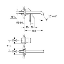 Grohe Essence - Mitigeur de lavabo M, installation 2 trous, graphite foncé brossé 19408AL1