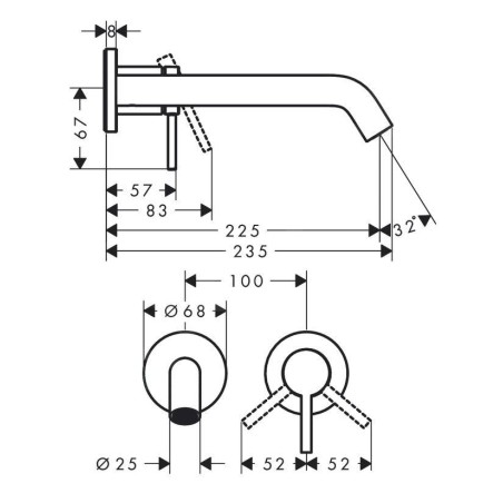 Hansgrohe Tecturis S - Mitigeur de lavabo encastré, avec vidage,  installation à 2 trous, EcoSmart, chrome 73351000