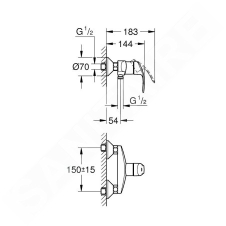 Grohe Eurosmart - Mitigeur de douche, chrome 32172002