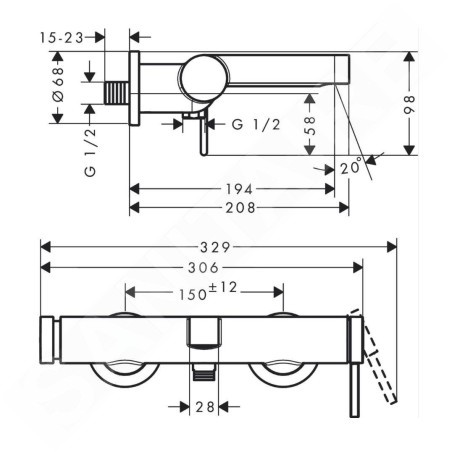 Hansgrohe Finoris - Mitigeur de baignoire, noir mat 76420670