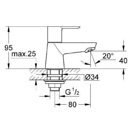 Grohe BauLoop - Robinet colonnette, chrome 20422000