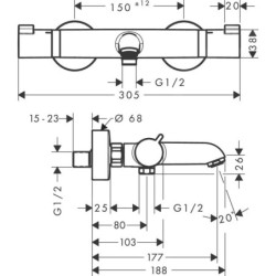 Hansgrohe Ecostat Comfort - Mitigeur de baignoire, aspect doré poli 13114990