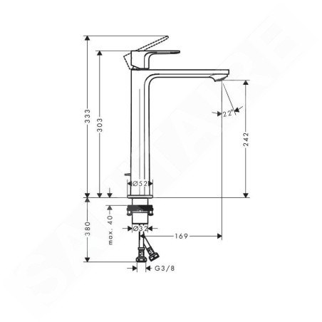 Hansgrohe Rebris E - Mitigeur pour la vasque, avec vidage, CoolStart, noir mat 72581670