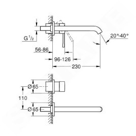 Grohe Essence - Mitigeur de lavabo L installation deux trous, Cool Sunrise brossé 19967GN1