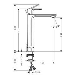 Hansgrohe Rebris S - Mitigeur de vasque, avec vidage, CoolStart, EcoSmart, noir mat 72590670
