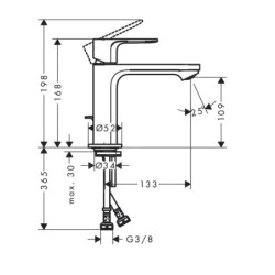 Hansgrohe Rebris S - Mitigeur de lavabo avec vidage, CoolStart, EcoSmart, chrome 72588000