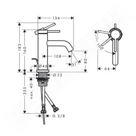 Hansgrohe Tecturis S - Mitigeur de lavabo avec vidage, CoolStart, EcoSmart, chrome 73305000