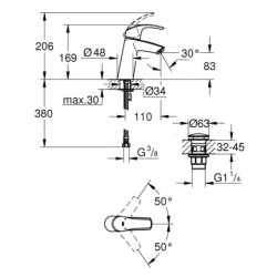 Grohe Eurosmart - Mitigeur de lavabo avec vidage Push-Open, chrome 23923002