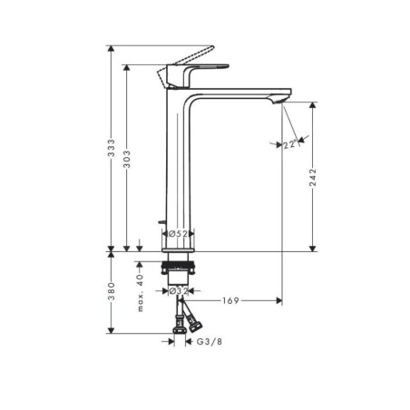 Hansgrohe Rebris E - Mitigeur de vasque, avec vidage, CoolStart, EcoSmart, noir mat 72591670