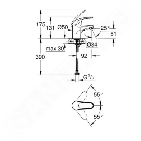 Grohe Euroeco - Mitigeur de lavabo, chrome 32734000