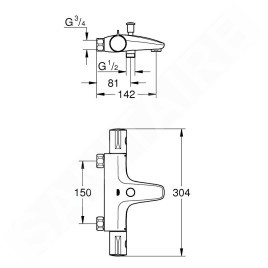 Grohe Grohtherm 800 - Mitigeur thermostatique de baignoire, chrome 34568000