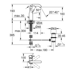 Grohe Essence - Mitigeur de lavabo M, graphite foncé brossé 23462AL1