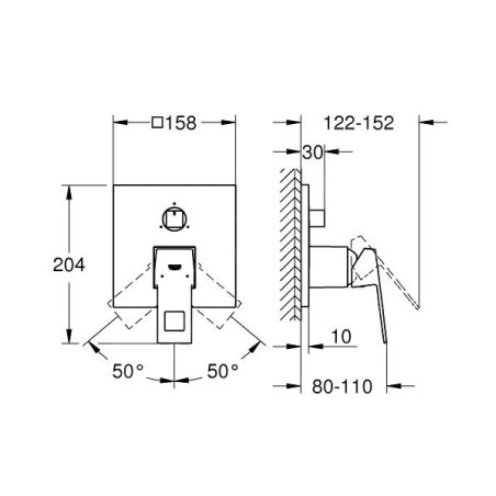 Grohe Eurocube - Mitigeur à encastrer pour 3 sorties, chrome 24094000