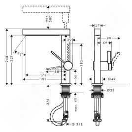 Hansgrohe Finoris - Mitigeur de lavabo 230, avec Push-Open et bec extractible, EcoSmart, chrome 76063000