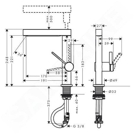 Hansgrohe Finoris - Mitigeur de lavabo 230, avec Push-Open et bec extractible, EcoSmart, chrome 76063000