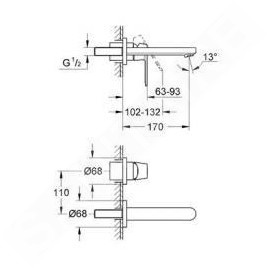 Grohe Eurosmart Cosmopolitan - Mitigeur thermostatique 2 trous, chrome 19381000