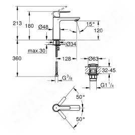 Grohe Lineare - Mitigeur de lavabo avec vidage Push-Open, Hard Graphite brossé 23106AL1