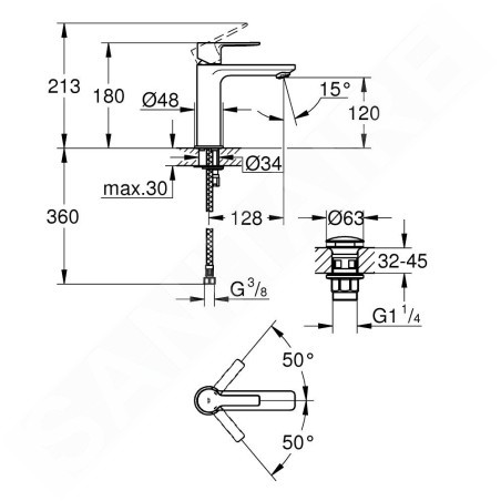 Grohe Lineare - Mitigeur de lavabo avec vidage Push-Open, Hard Graphite brossé 23106AL1