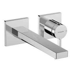 Hansgrohe Tecturis E - Mitigeur de lavabo encastré, avec vidage,  installation à 2 trous, EcoSmart, chrome 73051000