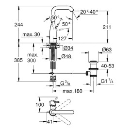 Grohe Essence - Mitigeur de lavabo L, graphite foncé brossé 32628AL1