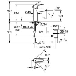 Grohe QuickFix Start - Mitigeur de lavabo avec vidage, chrome 23455002