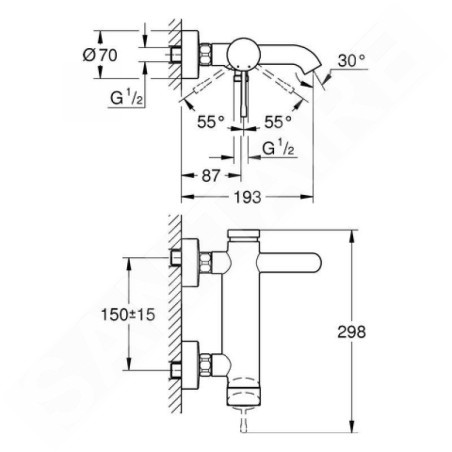 Grohe Essence - Mitigeur de baignoire, supersteel 33624DC1
