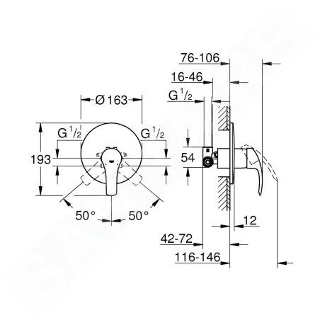 Grohe Eurosmart - Mitigeur de douche encastré avec le corps, chrome 33556002