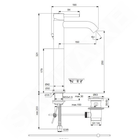 Ideal Standard CeraLine - Mitigeur de lavabo avec vidage, chrome BC194AA
