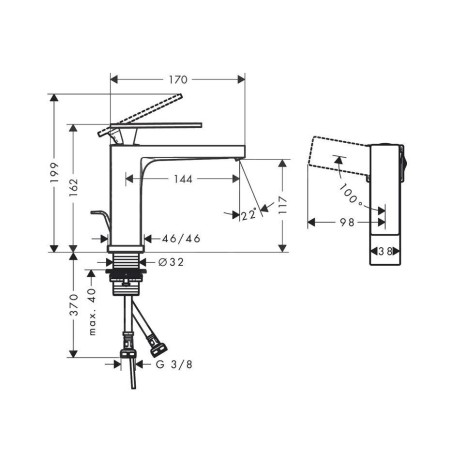 Hansgrohe Tecturis E - Mitigeur de lavabo avec vidage, CoolStart, EcoSmart, noir mat 73018670