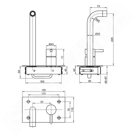 Sapho Minimal - Mitigeur de lavabo encastré, inox MI004