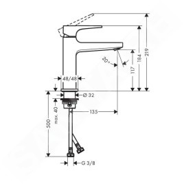 Hansgrohe Metropol - Mitigueur de lavabo 110 CoolStart avec garniture de vidage Push-Open, chrome 32508000