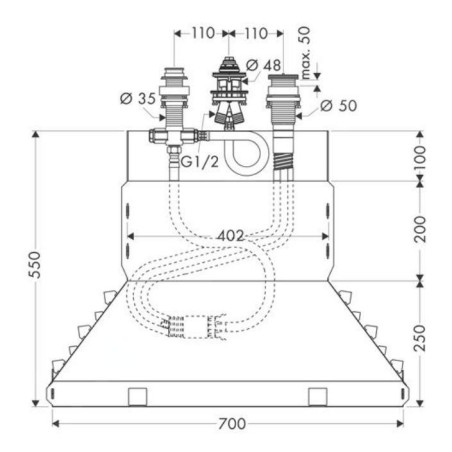 Hansgrohe Corps d’encastrement - Corps d’encastrement trois trous à monter sur bord de baignoire 13437180