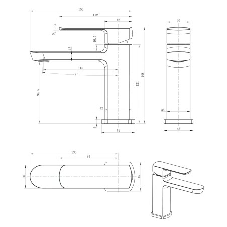 Sapho Mixona - Mitigeur de lavabo, chrome MG001