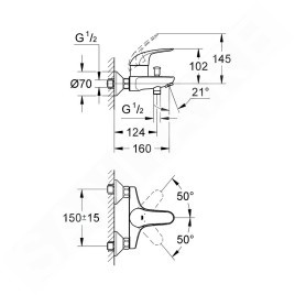 Grohe Euroeco - Mitigeur de baignoire, chrome 32743000