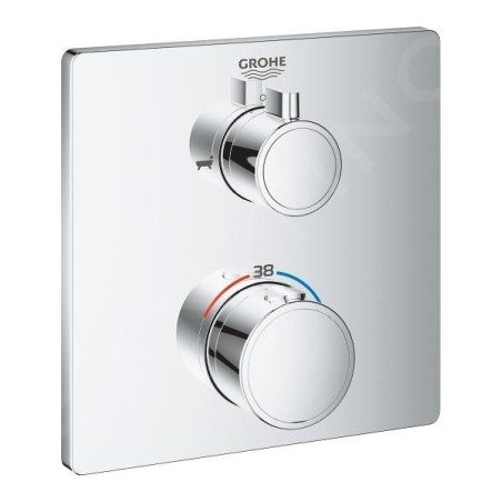 Grohe Grohtherm - Mitigeur thermostatique de baignoire encastré pour 2 sorties, chrome 24080000