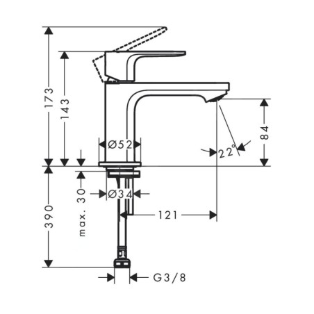 Hansgrohe Rebris E - Robinet de lavabo, chome 72506000