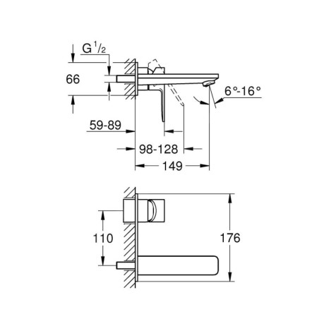 Grohe Lineare - Mitigeur de lavabo M encastré, installation 2 trous, chrome 19409001