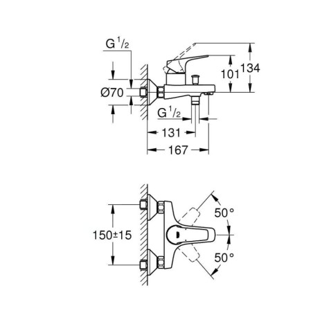 Grohe Start Flow - Mitigeur de baignoire, chrome 23772000