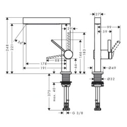 Hansgrohe Finoris - Mitigeur de lavabo 230, avec vidage Push-Open et bec rotatif, chrome 76060000