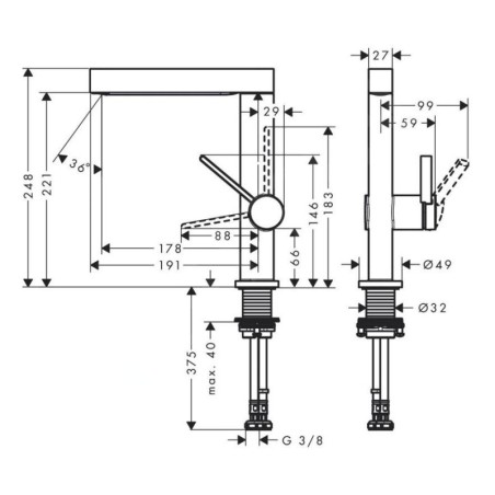 Hansgrohe Finoris - Mitigeur de lavabo 230, avec vidage Push-Open et bec rotatif, chrome 76060000