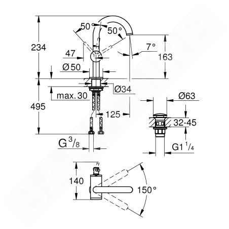 Grohe Atrio - Mitigeur de lavabo avec vidage et bec orientable, taille M, chrome 32043003