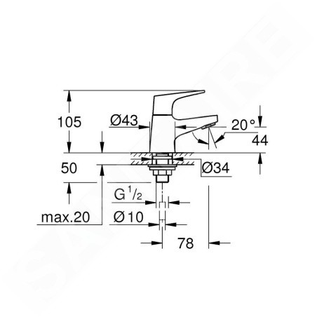 Grohe BauFlow - Robinet de lavabo pour eau froide, chrome 20575000