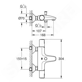 Grohe Démarrage de précision QuickFix - Mitigeur thermostatique de baignoire, noir mat 345982430