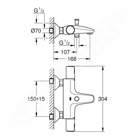 Grohe Démarrage de précision QuickFix - Mitigeur thermostatique de baignoire, noir mat 345982430
