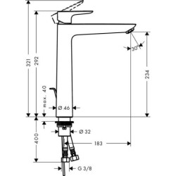 Hansgrohe Talis E - Mitigeur de lavabo 240 avec vidage, chrome 71716000