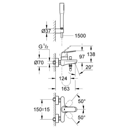 Grohe Eurosmart Cosmopolitan - Mitigeur de baignoire, chrome 32832000