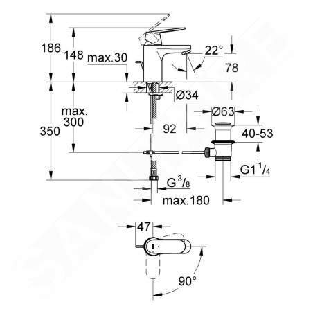 Grohe Eurosmart Cosmopolitan - Mitigeur de lavabo ES, chrome 2337700E